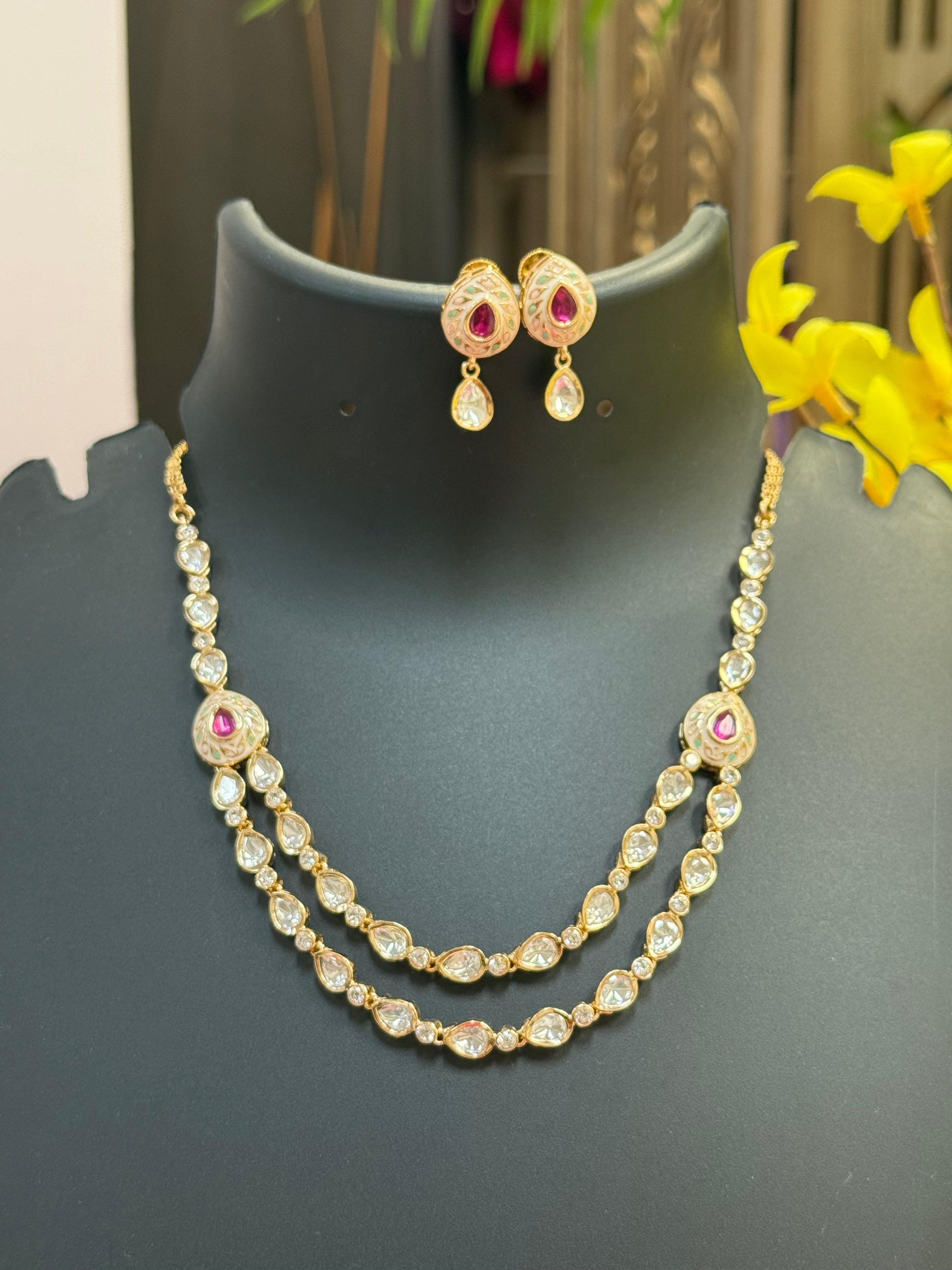 Two-Line Kundan Necklace Set