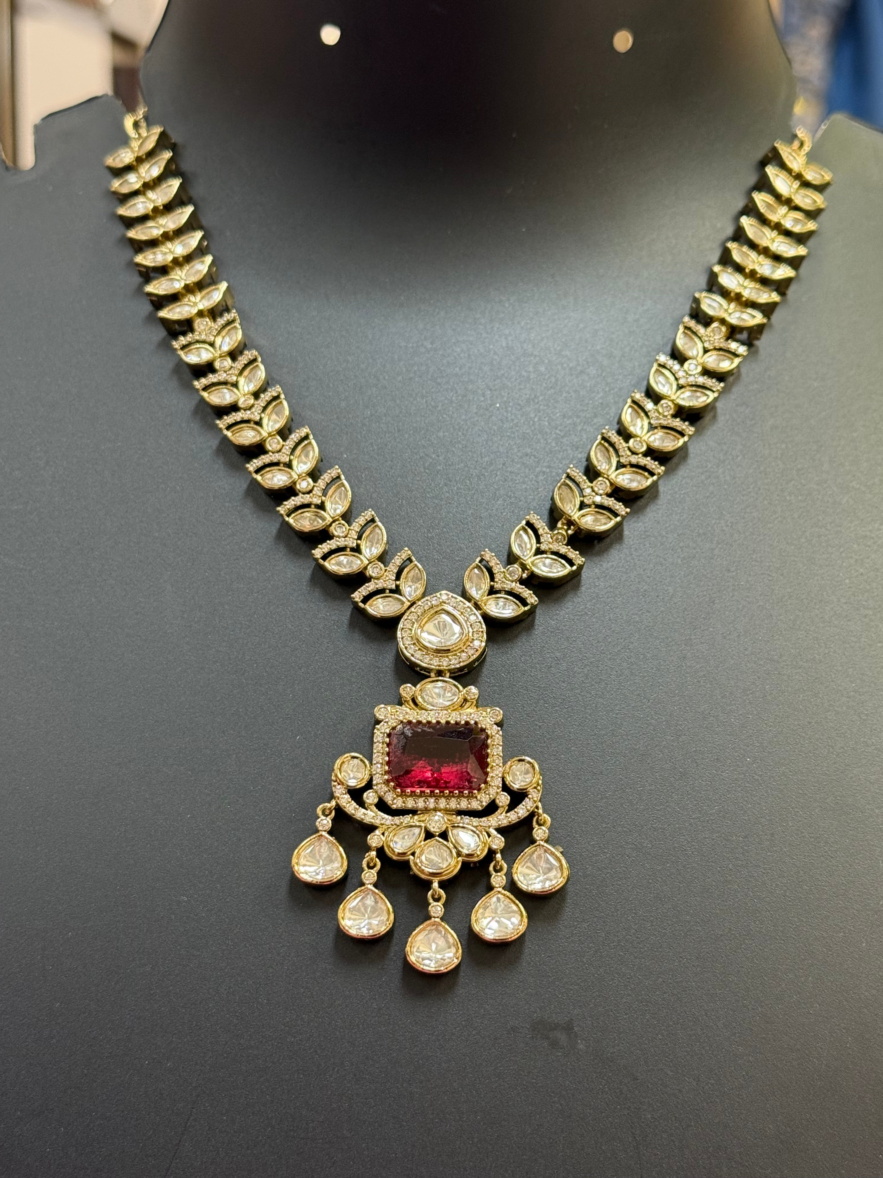 Kundan Necklace set with Ruby Stone