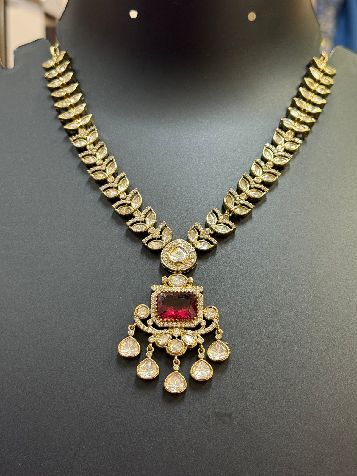Kundan Necklace set with Ruby Stone