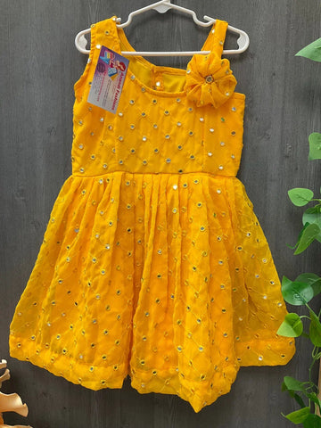 Toddler Girls DRess- Georgette Yellow frock/Dress- Size 24