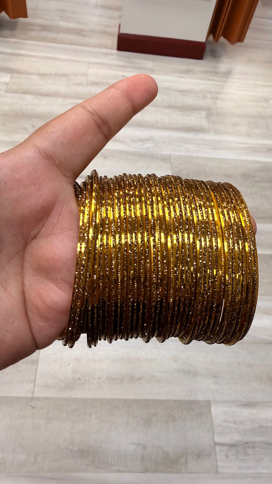 Dark Gold Thin Metal Shinny Bangles sets - 36 pieces
