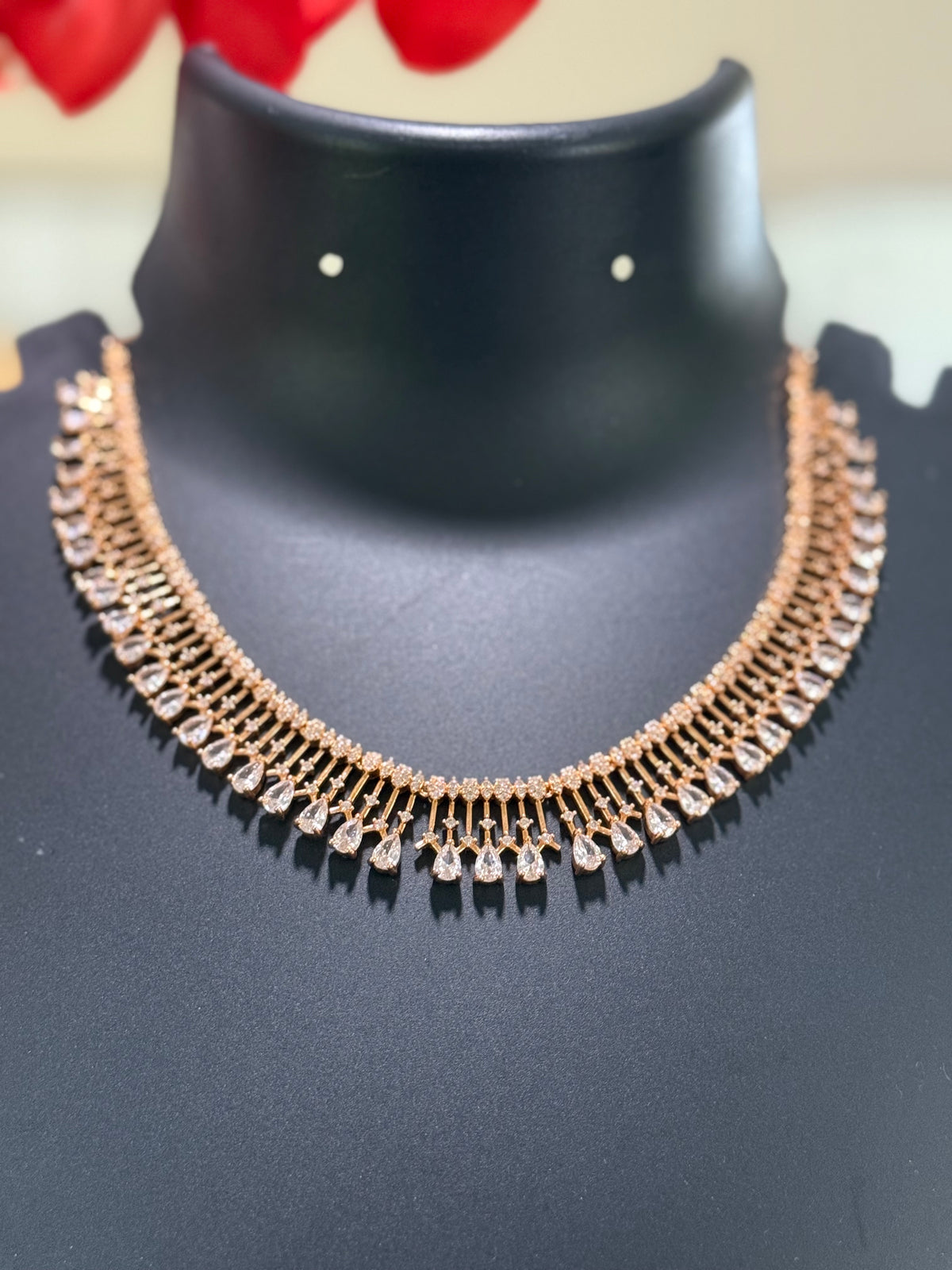 Rose Gold AD Necklace set - Drop Style