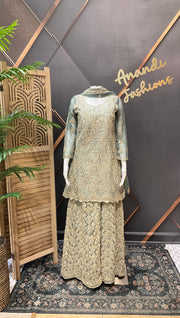 Pastel green Full Work Palazzo set