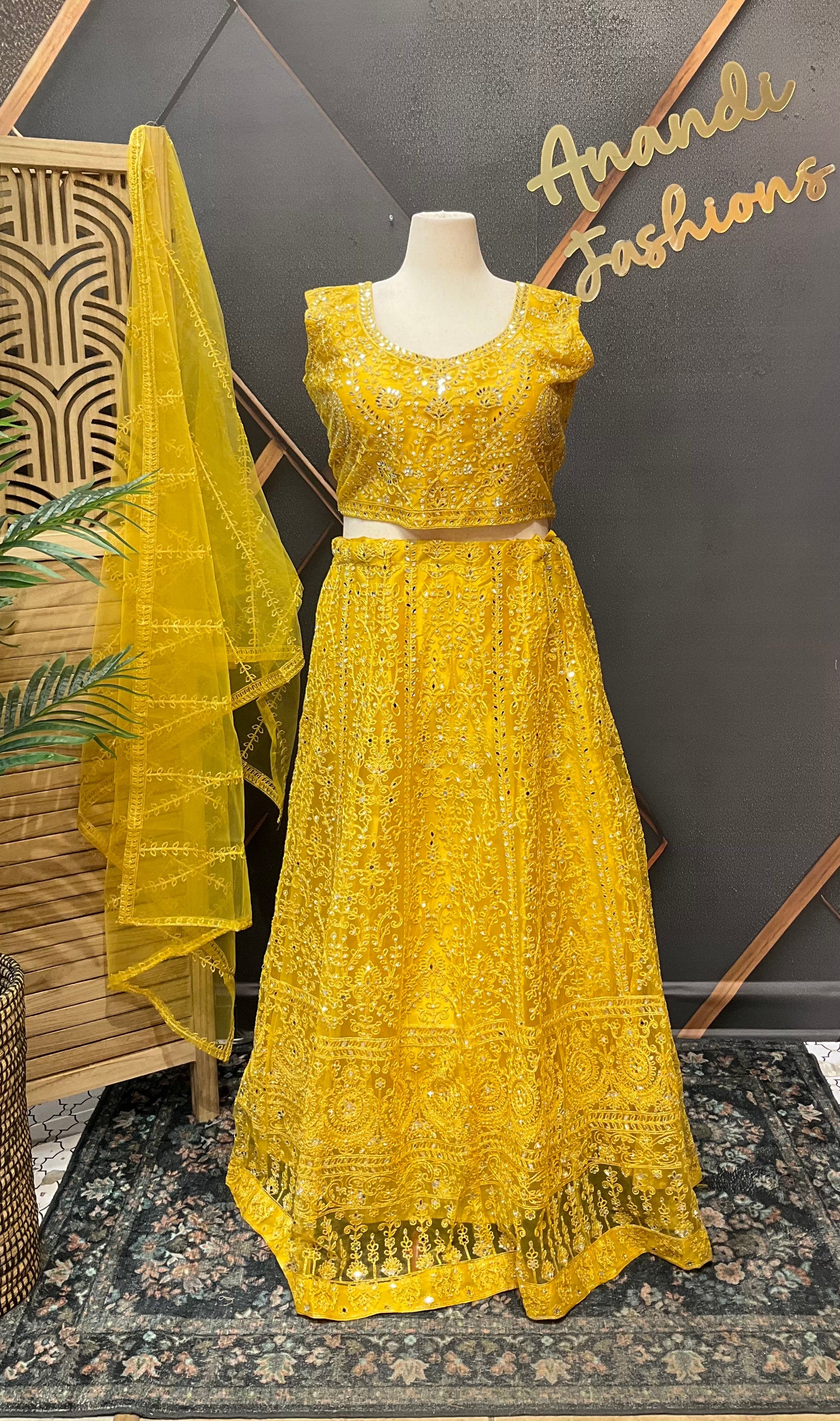 Yellow Plus Size Party Wear Lehanga set