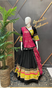 Black Garba Chaniya Choli set with Leheriya Dupatta