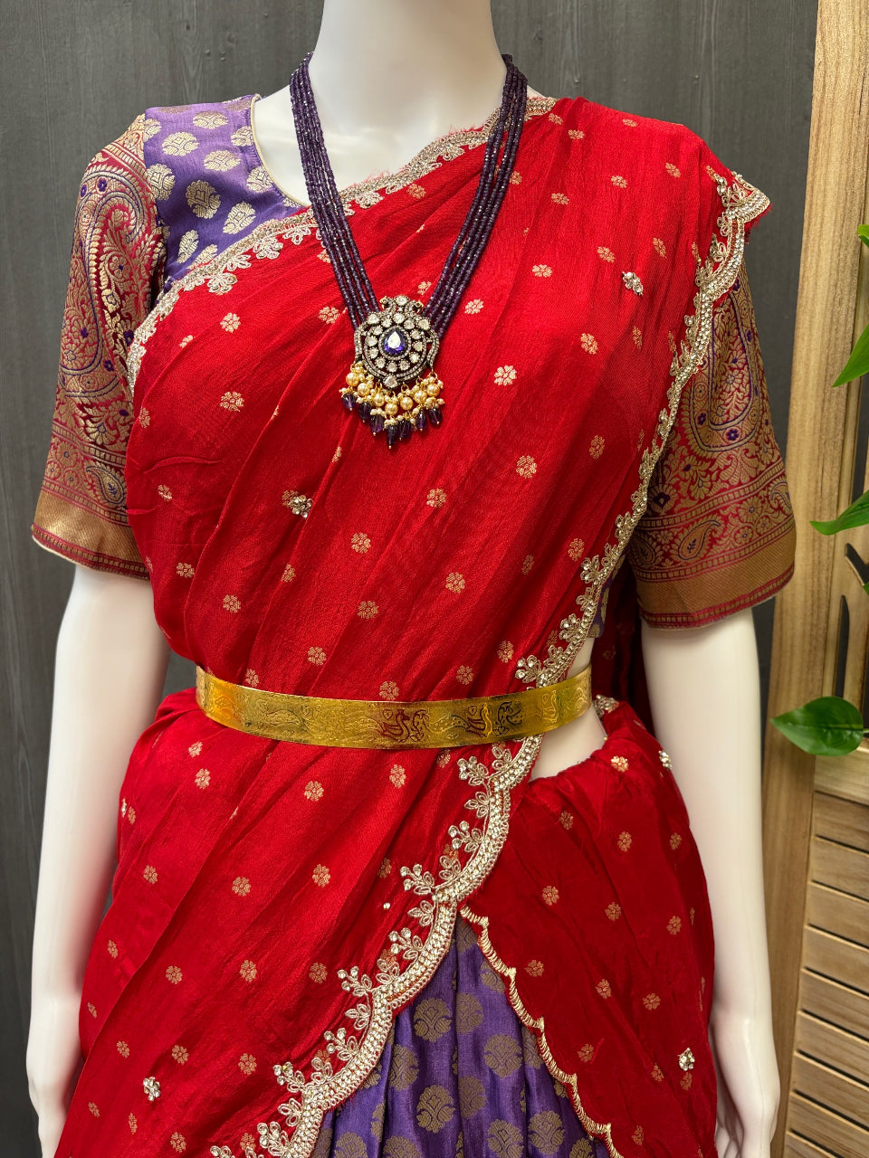 Regal Elegance - Purple and Red Half Saree/Langa Voni image 2