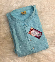 Blue Chikankari Mens kurta set