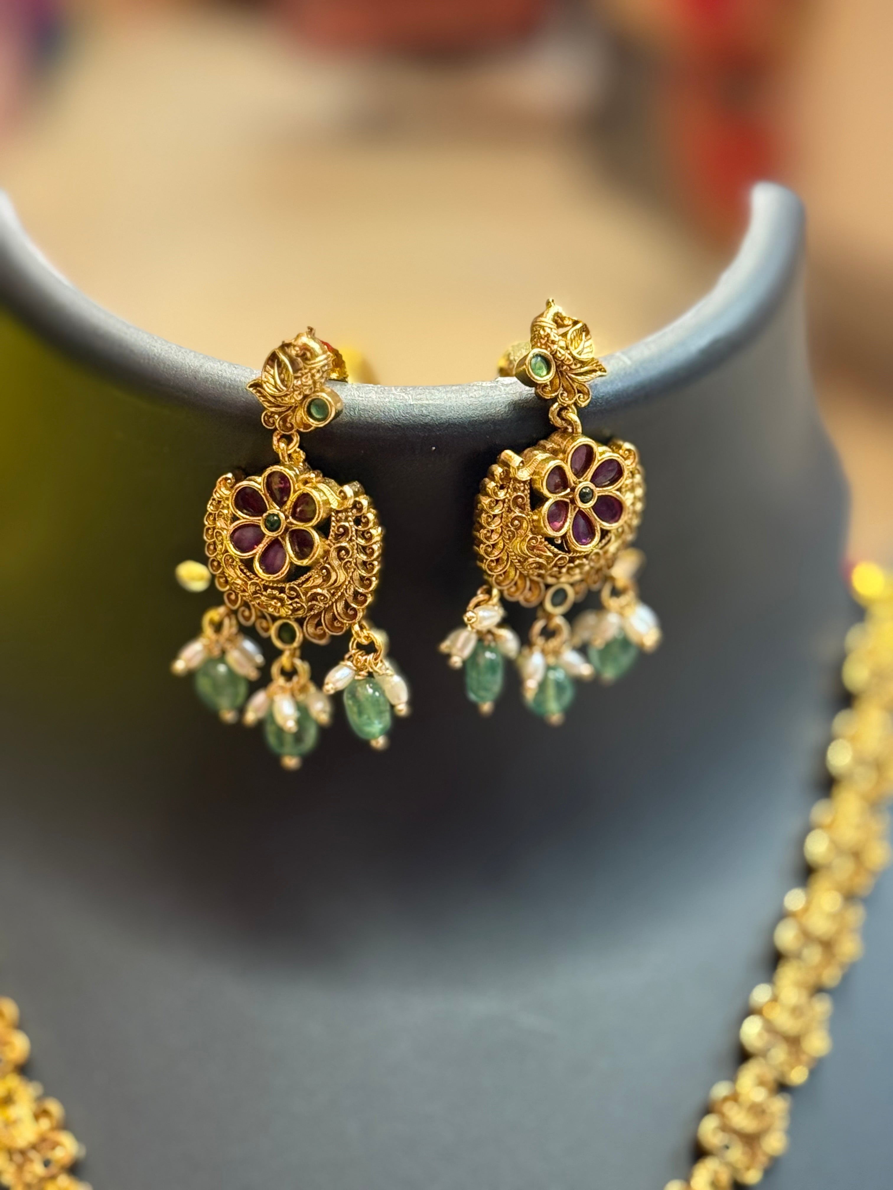 Antique Finish- Peacock Design Necklace set