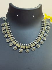 Yellow Stones German Silver Necklace set