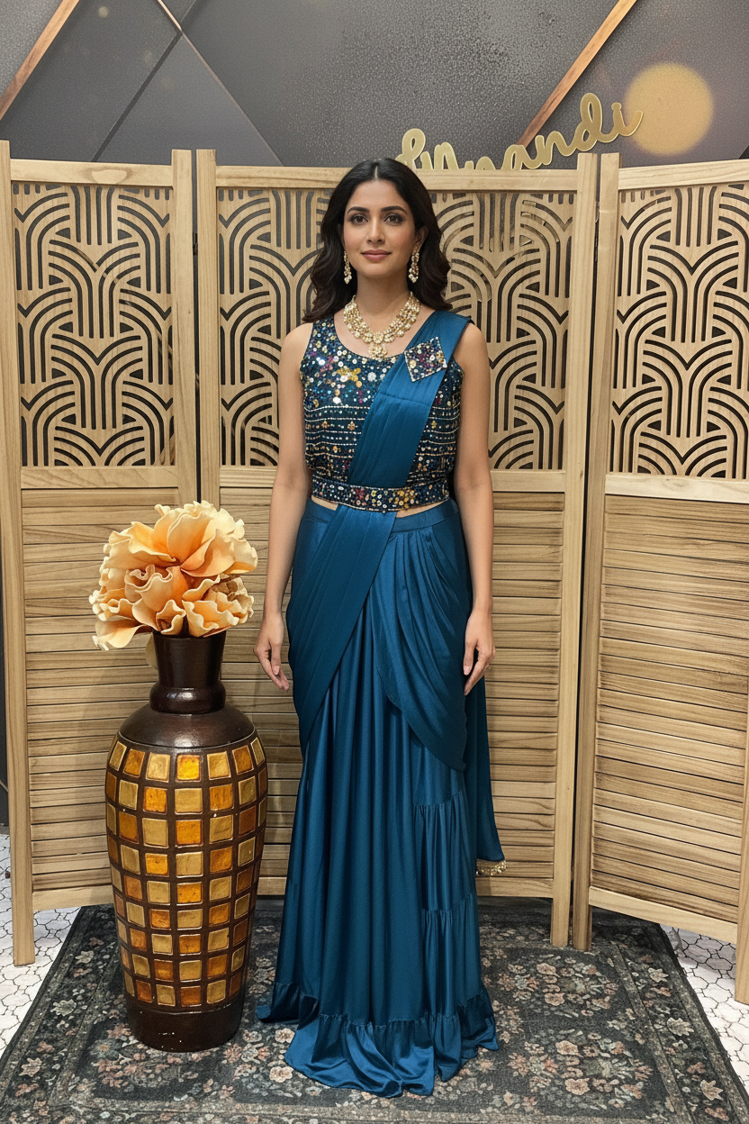 Blue Ready to Wear Saree