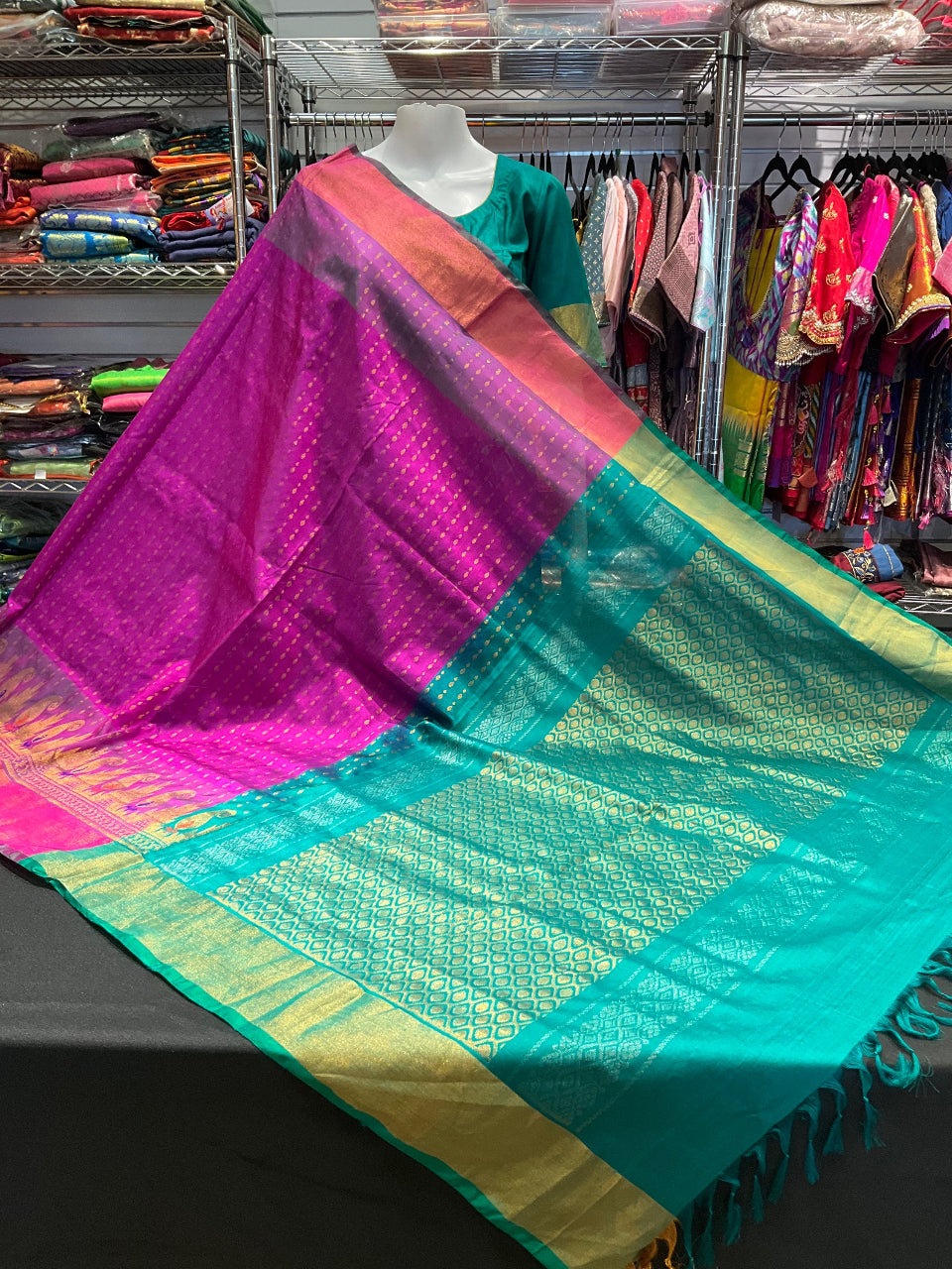 Uppada Sarees - Pure Silk Saree with Stitched Blouse- Size 38(fits upto 42) image 0