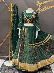 Designer Garba Green Georgette Lehenga set