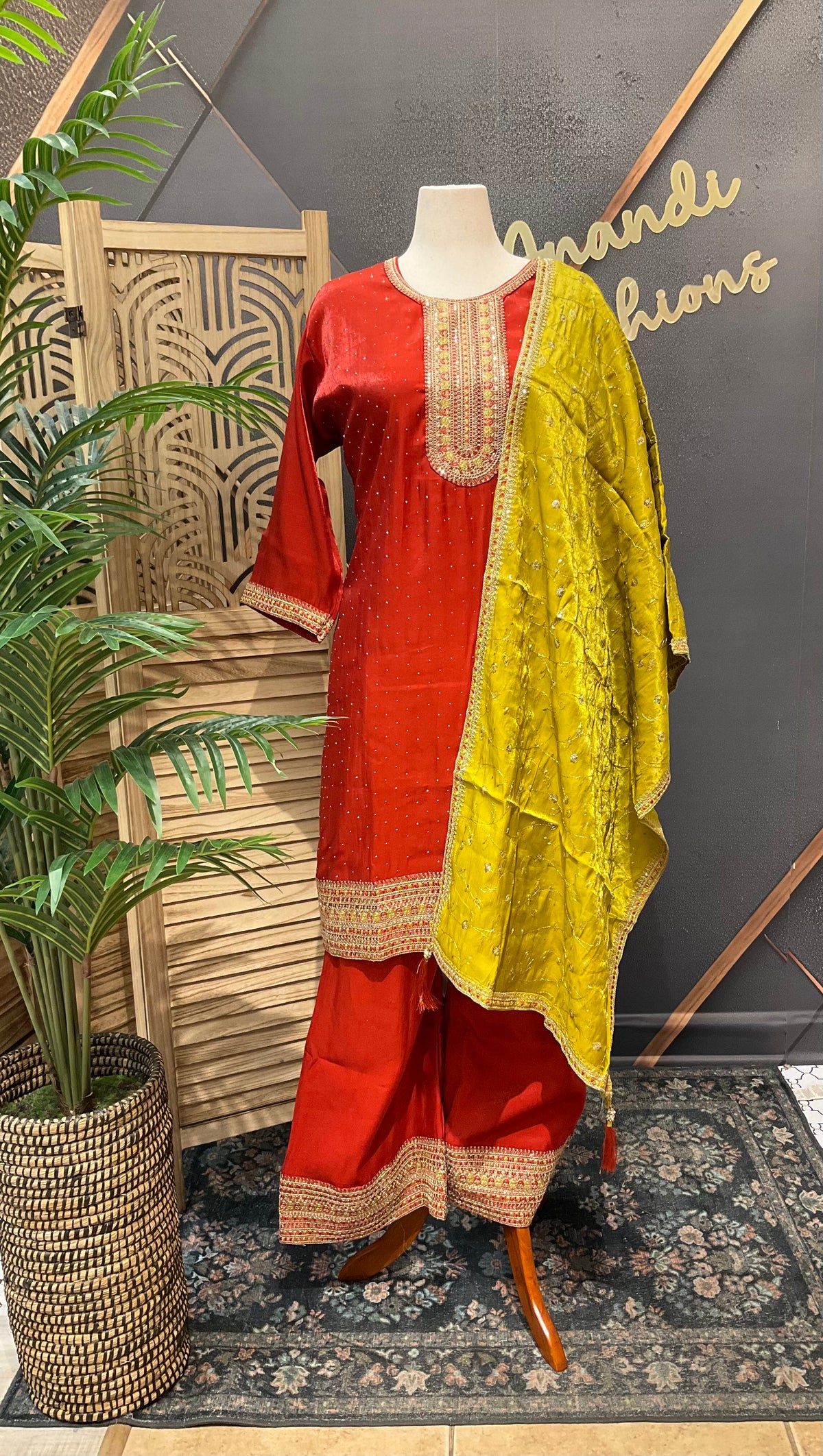 Plus Size - Burnt Orange Party Wear Kurti set