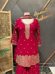 Plus Size Pink Party Wear Sharara set