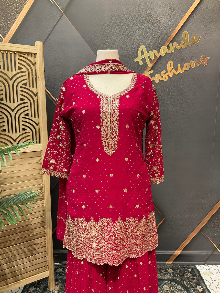 Plus Size Pink Party Wear Sharara set