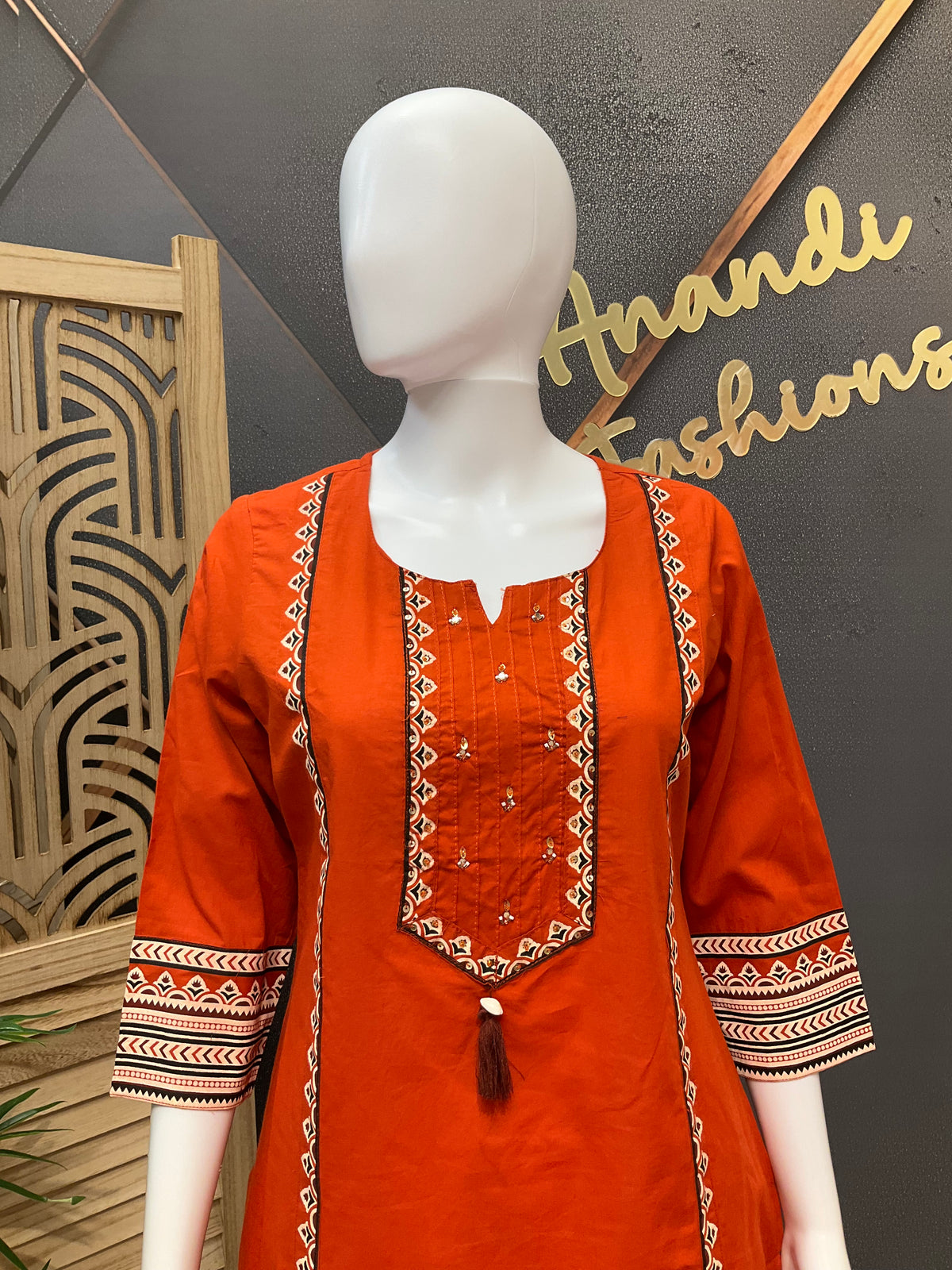 Orange -Pure Cotton Short Kurti