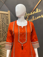 Orange Pure Cotton Short Kurti
