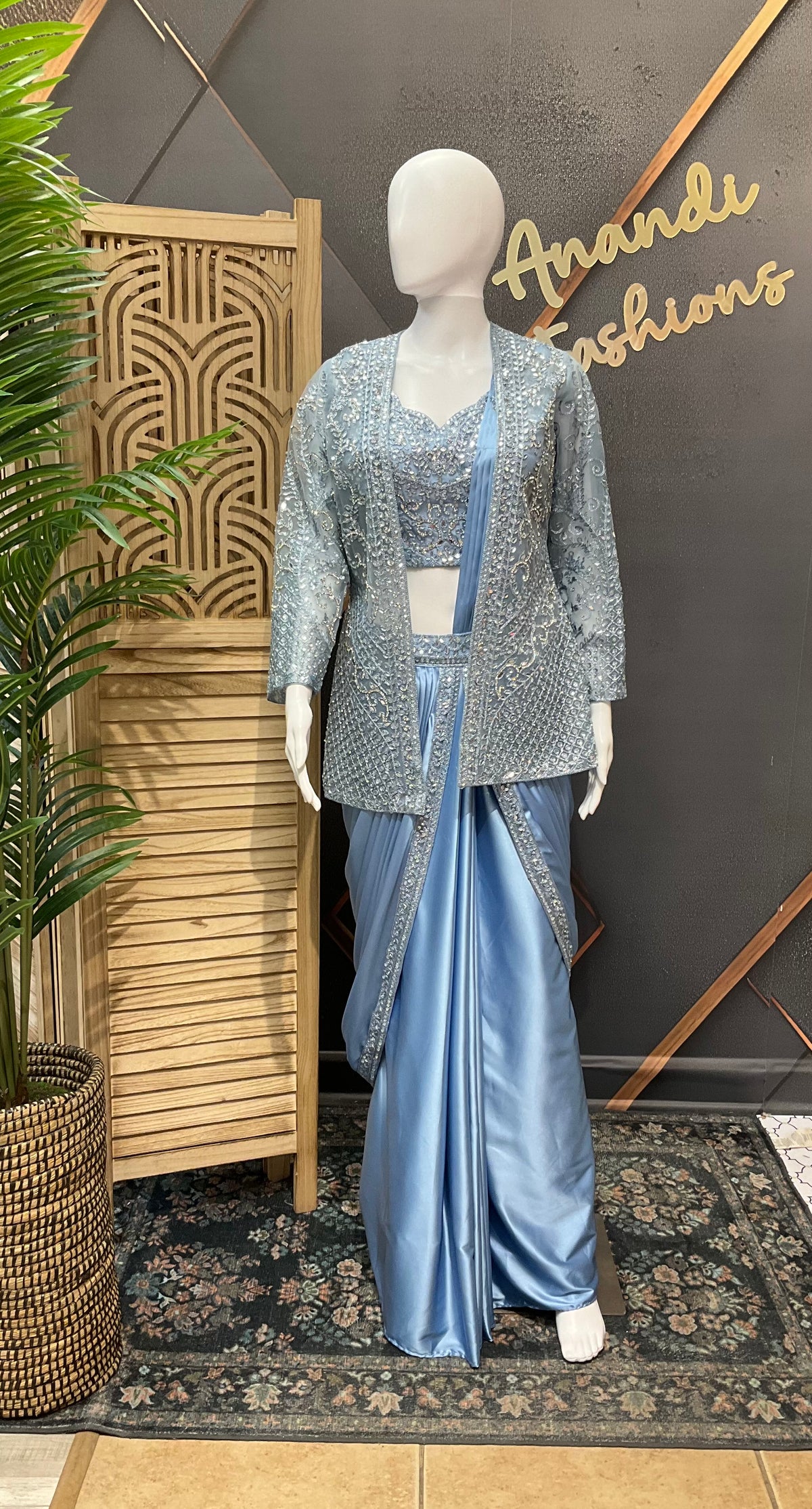 Ready to Wear Saree with Overcoat