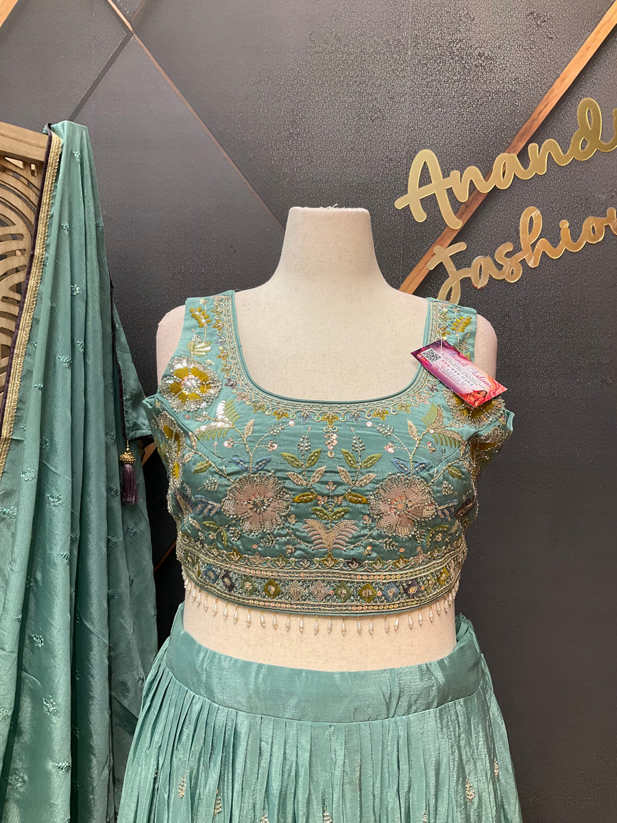 Women's Pastel Lehenga Set with Embroidery Work
