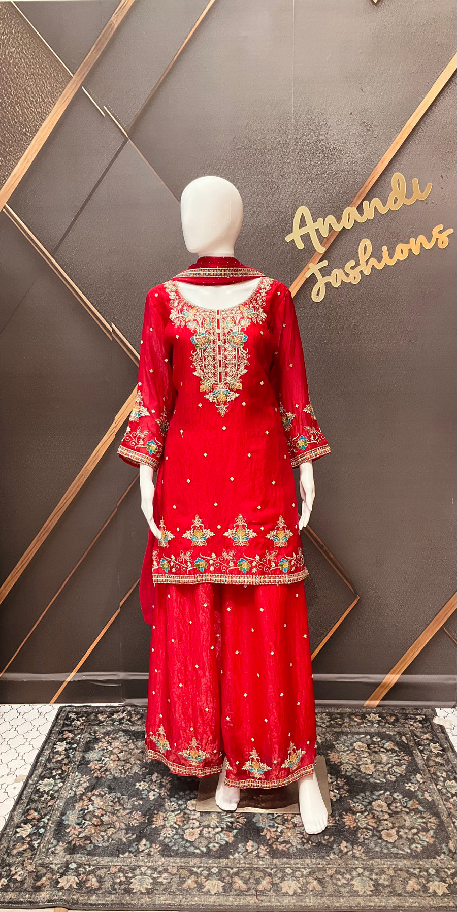 Red Party Wear Palazzo set
