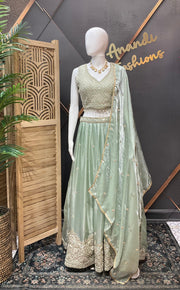 Pastel Green Party Wear Lehenga set