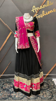 Black and Pink Pure Cotton Chaniya Choli set