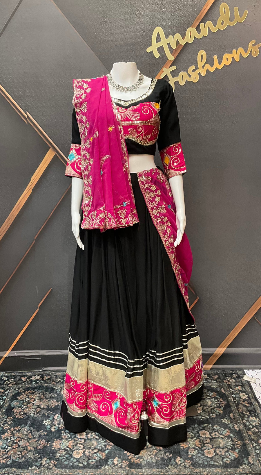 Black and Pink Pure Cotton Chaniya Choli set