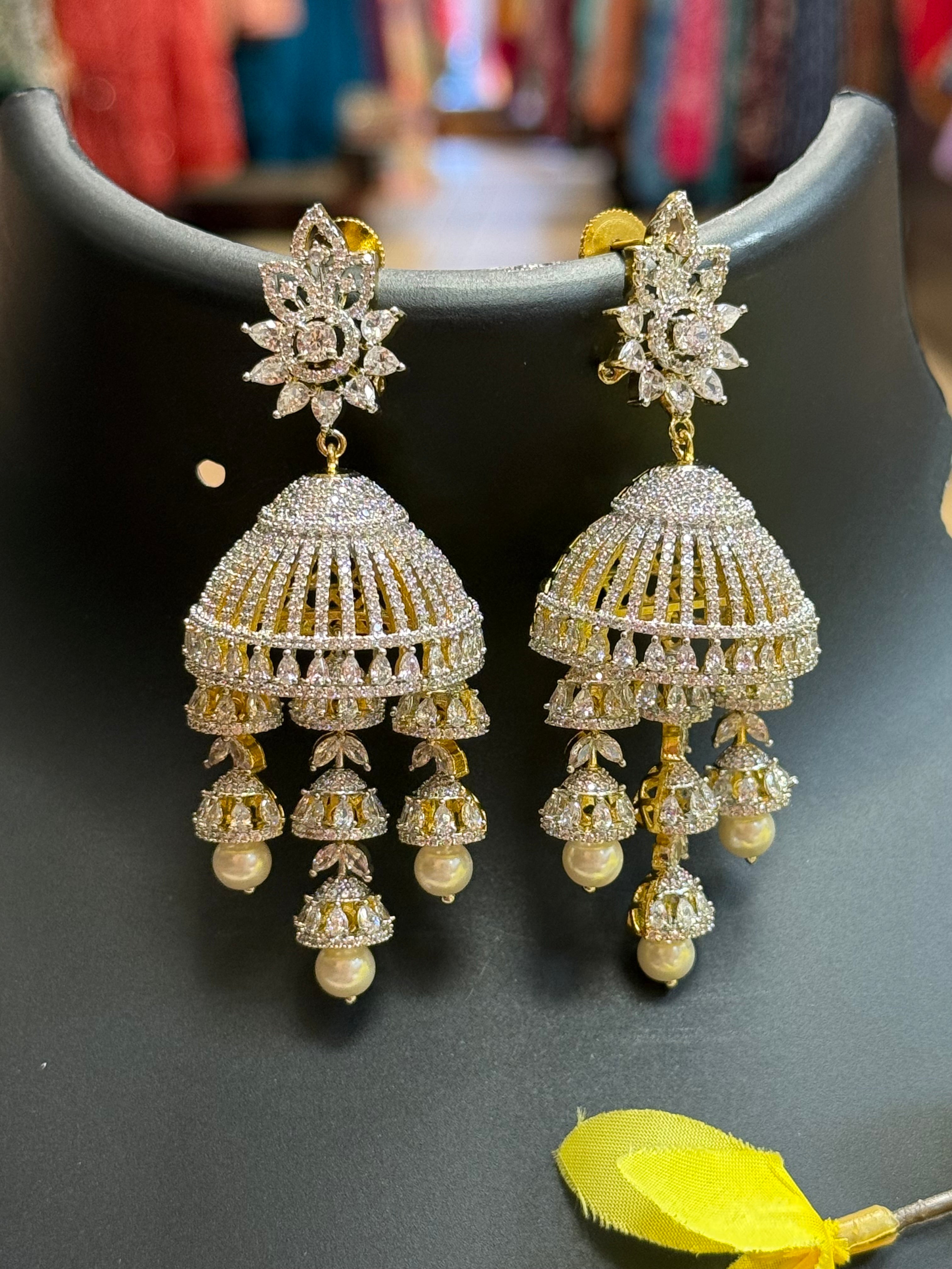 Party Wear - Designer CZ Jhumkas