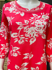 Pure Cotton-Bright Pink Floral kurti