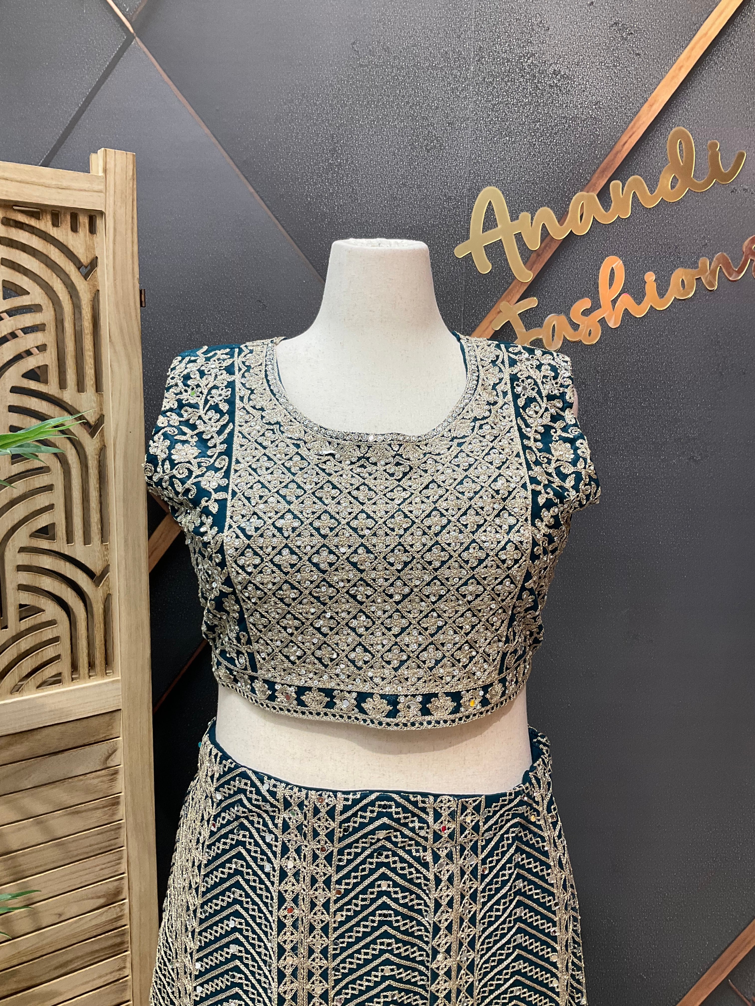 Plus Size Teal Blue Heavy Work Lehenga sets