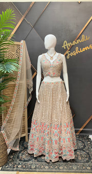 Half White Full Work Lehanga set