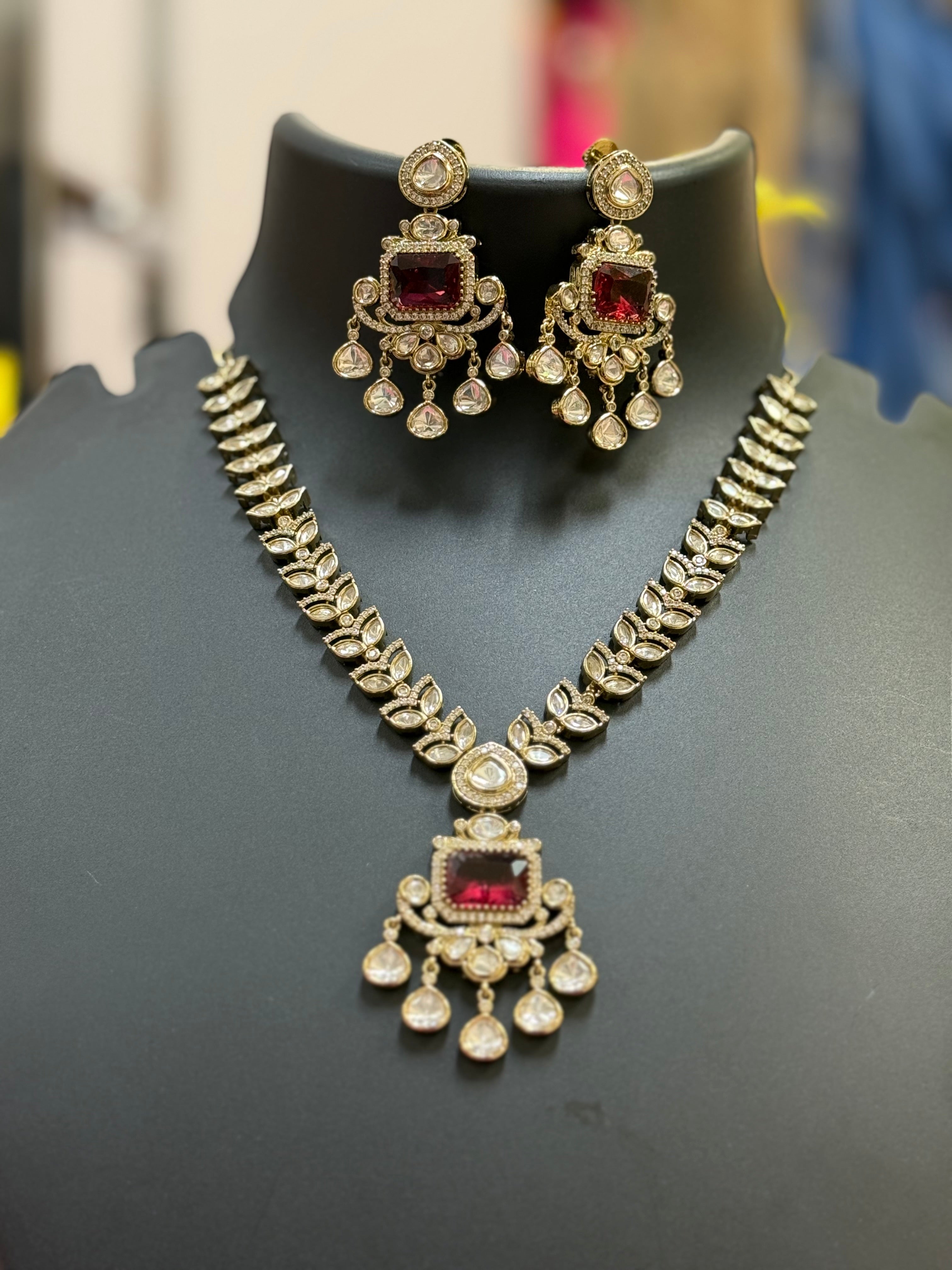 Kundan Necklace set with Ruby Stone