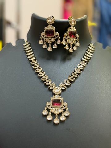Kundan Necklace set with Ruby Stone