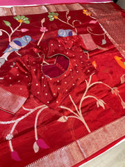 Rust orange Paper Silk saree
