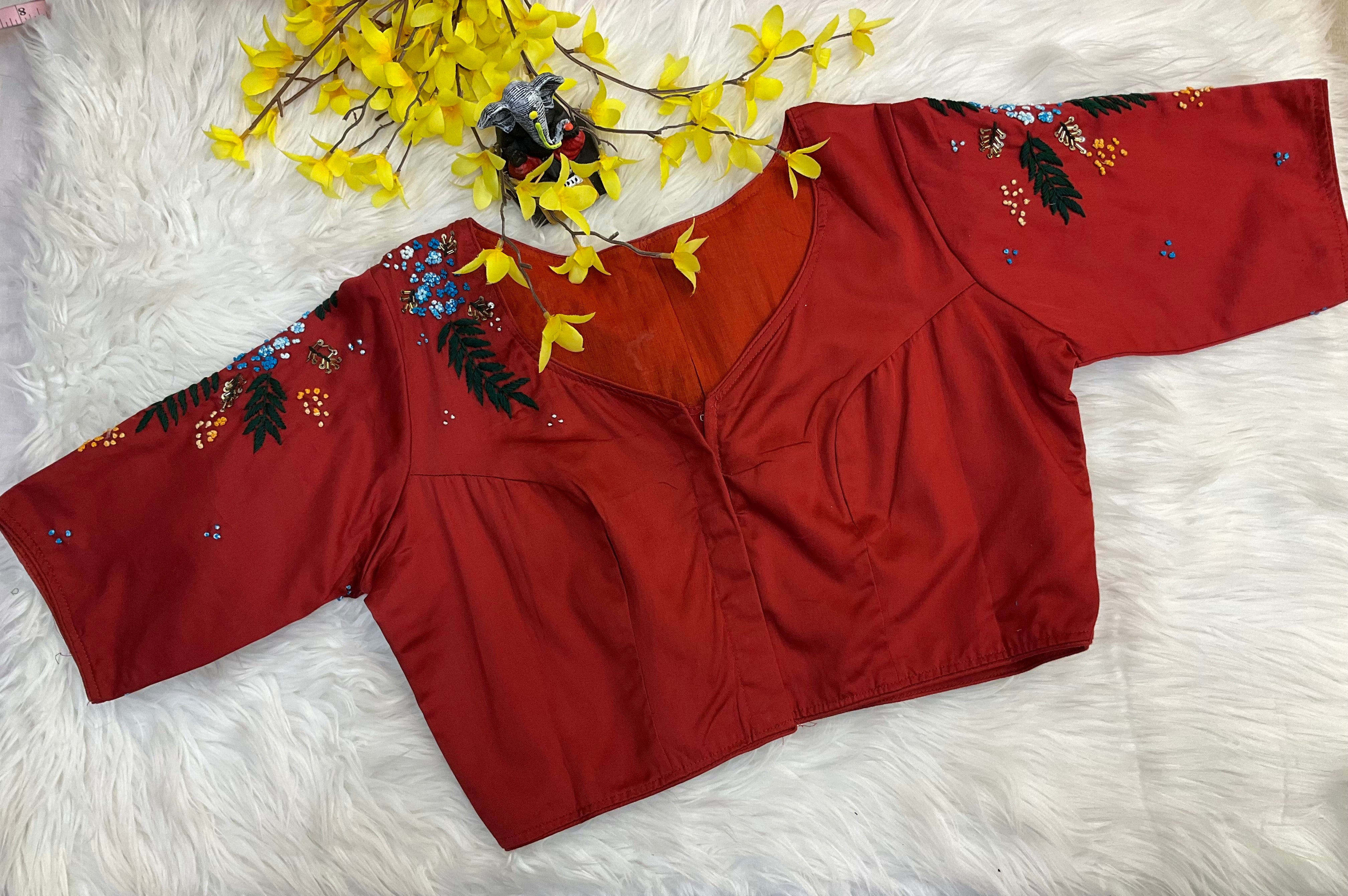 Maroon Embroidery Work Blouse