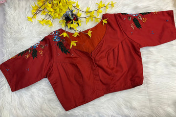 Maroon Embroidery Work Blouse