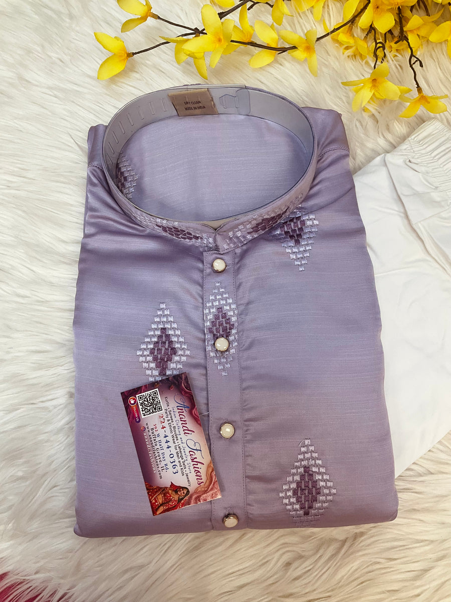 Purple Silk Mens wear kurta set