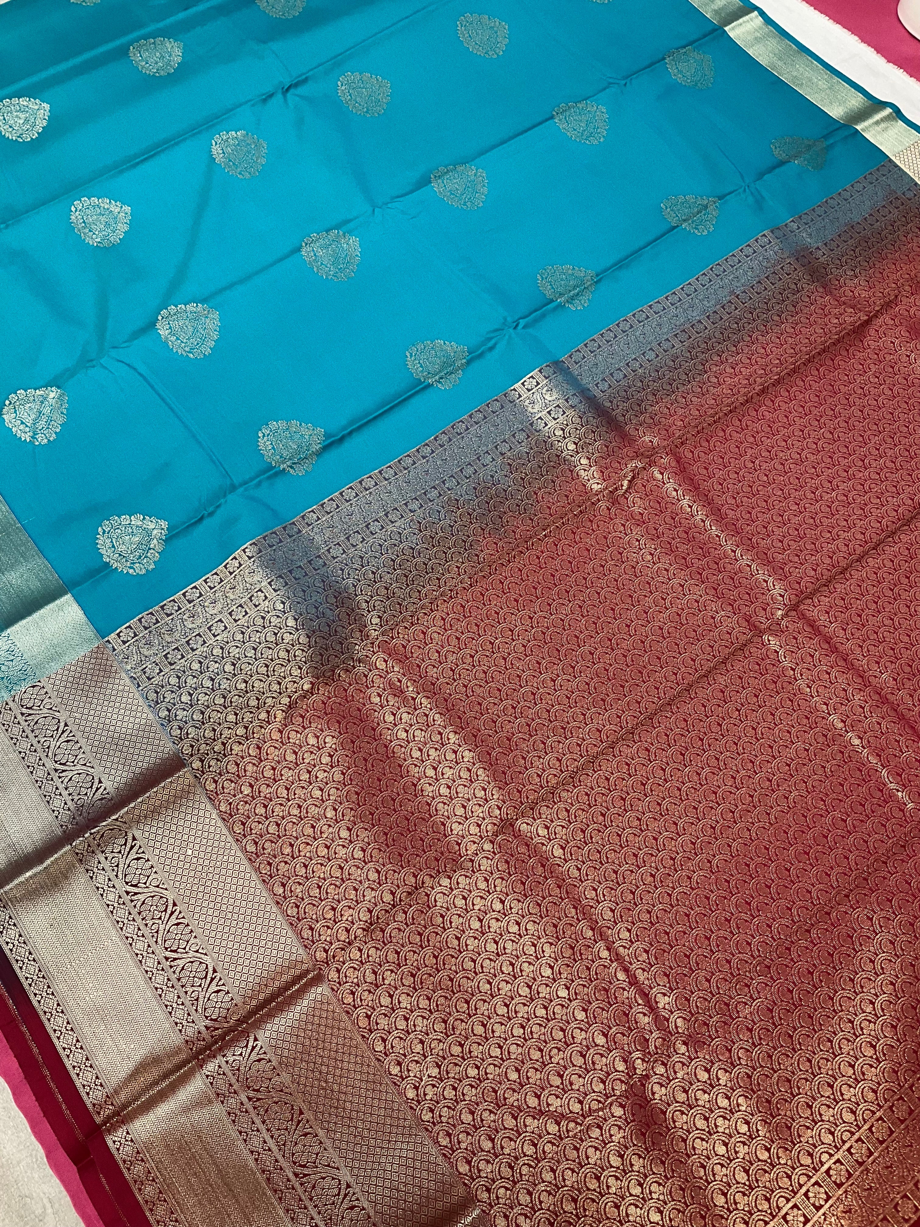 Blue Semi Silk Kanjeevaram Saree
