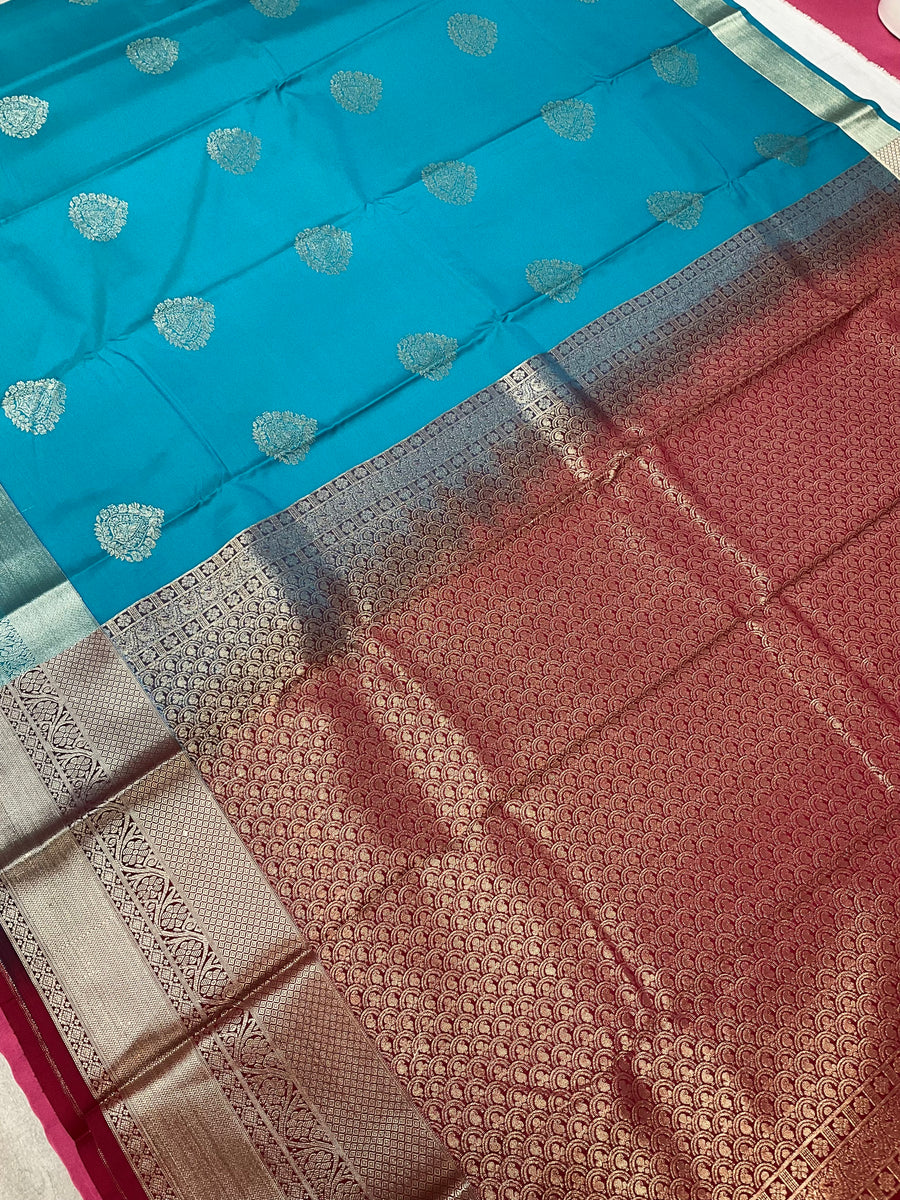 Blue Semi Silk Kanjeevaram Saree