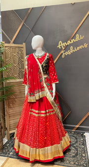 Red Bhandhini Georgette Garba Chaniya choli