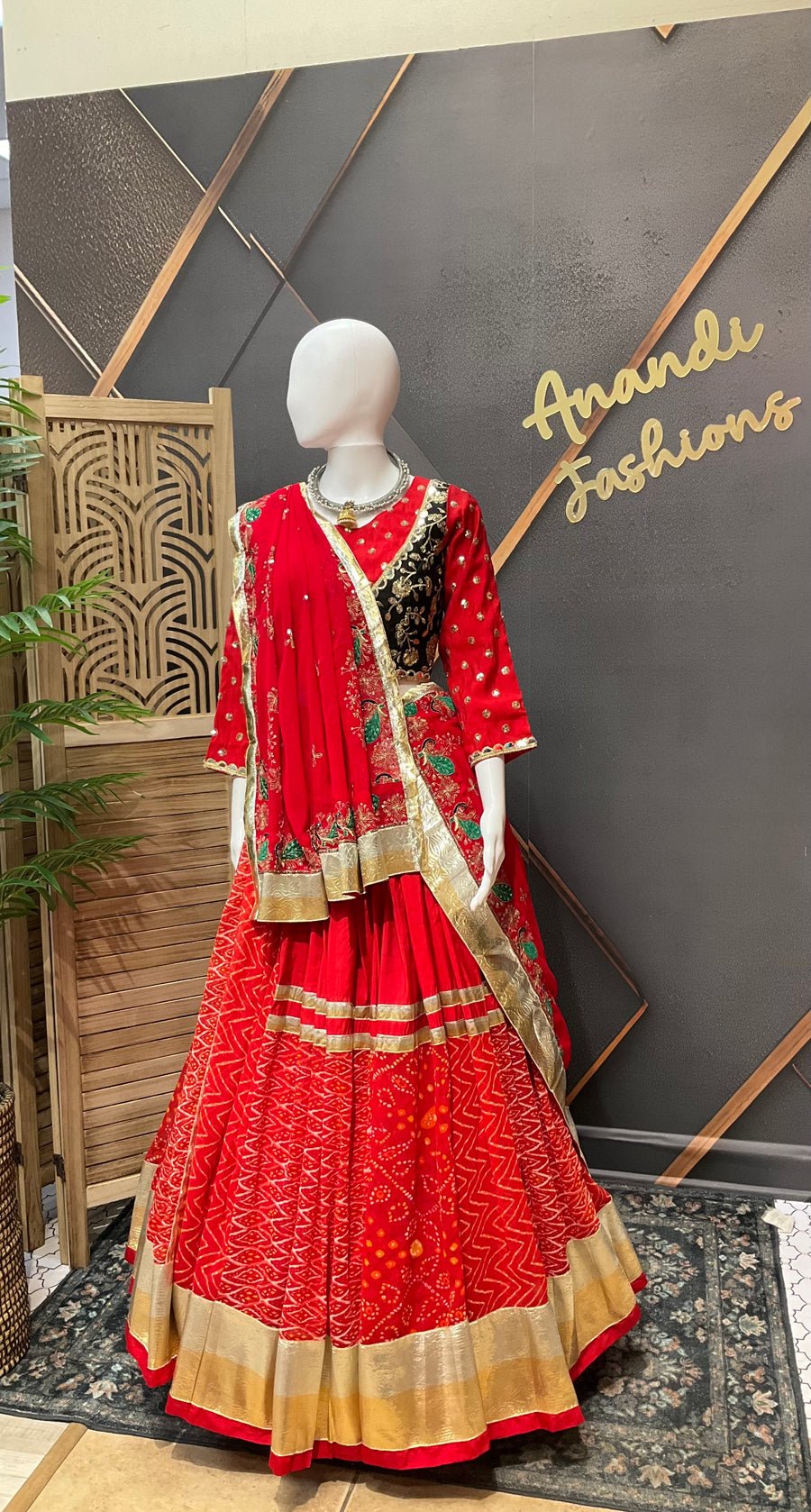 Red Bhandhini Georgette Garba Chaniya choli