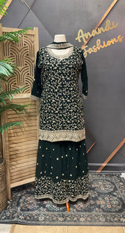 Party Wear Green Sharara set