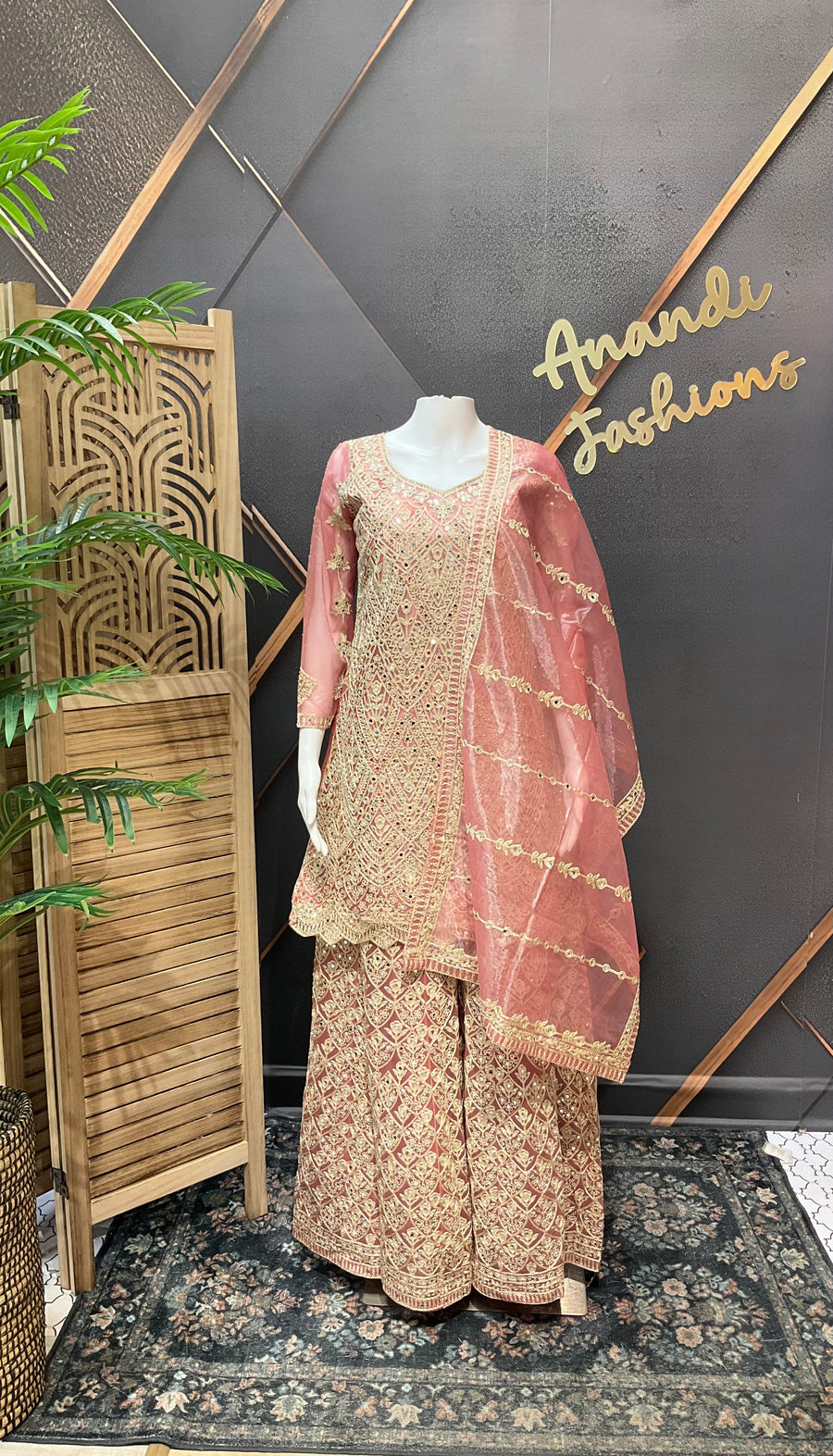 Pastel pink Full Work Palazzo sets