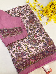 Crape Silk Floral Saree with stitched blouse