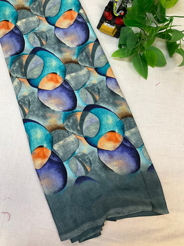 Crape Silk Digital Print Saree