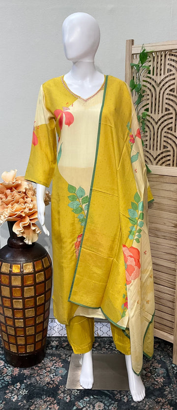 Muslin Kurti Set with Hand Embroidery