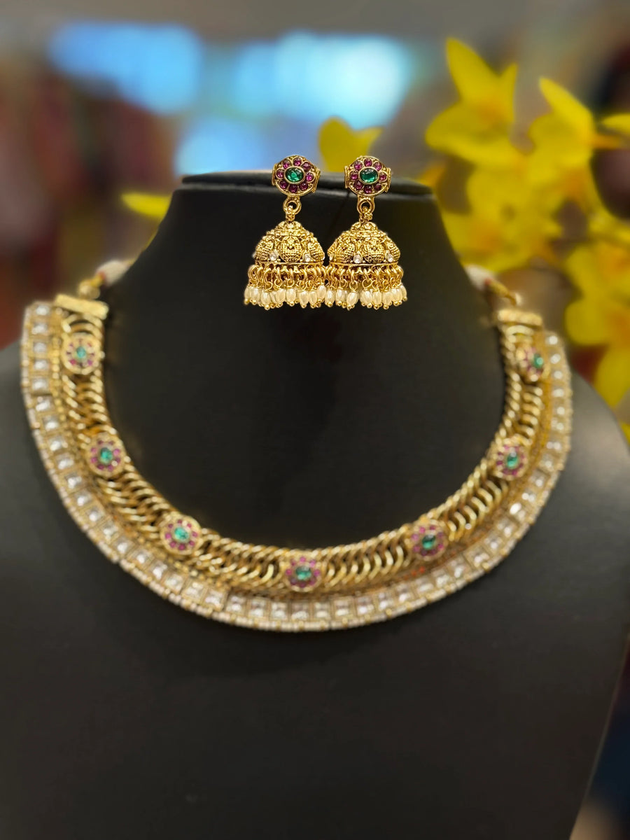 Trending -Jalebi Model - Gold Finish Necklace set