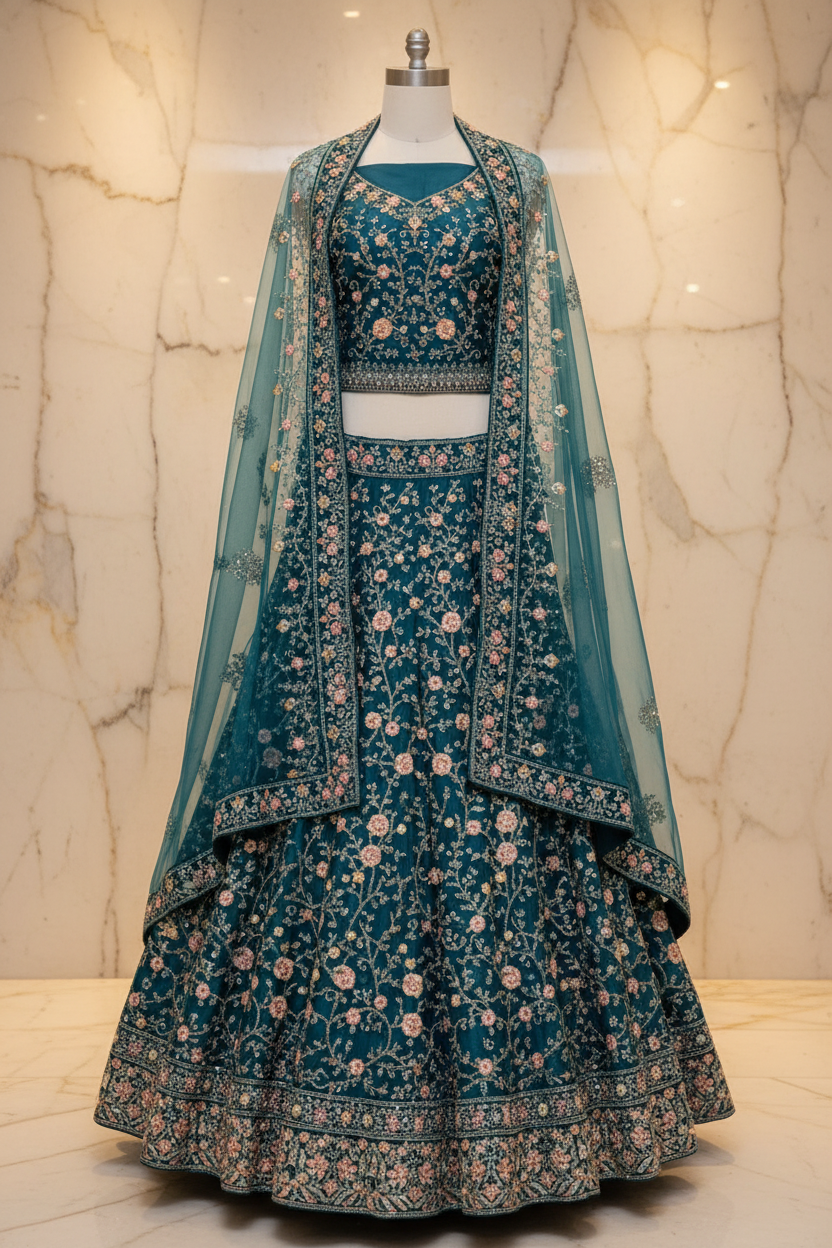 Semi Stitched -Bridal Lehenga Set - Elegant and Stunning Bridal Lehenga Set