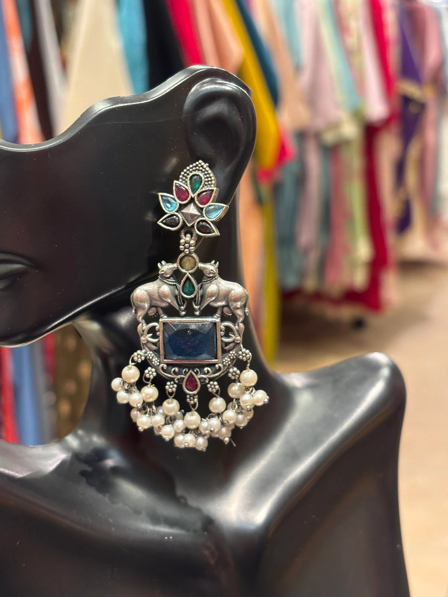 Premium Quality Oxidized Earrings with pearl hanging
