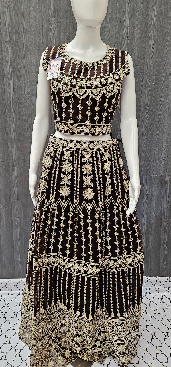 Lehenga Set - Brown Party Wear Lehenga Set- Size 38 image 2